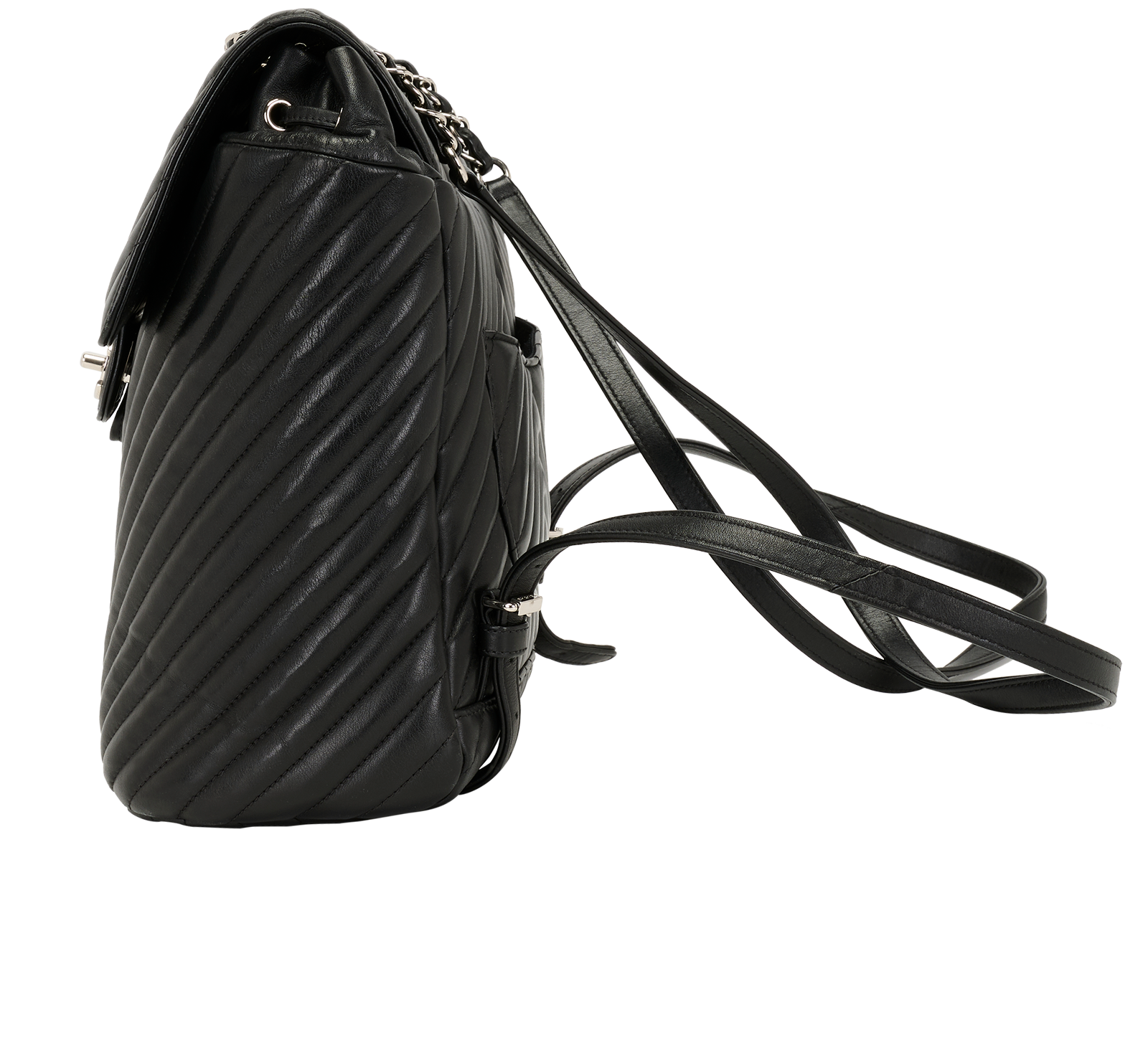 Urban Spirit Chevron Backpack, &pound;2,500, Handbags, Black, Lambskin Leather, Bottom view